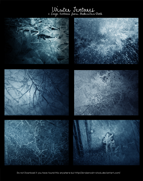  Winter Textures - 6 темно-синих зимних текстур с инеем и морозным узором