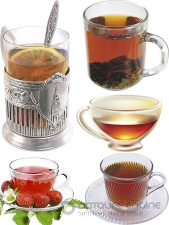 Стаканы и чашки с чаем