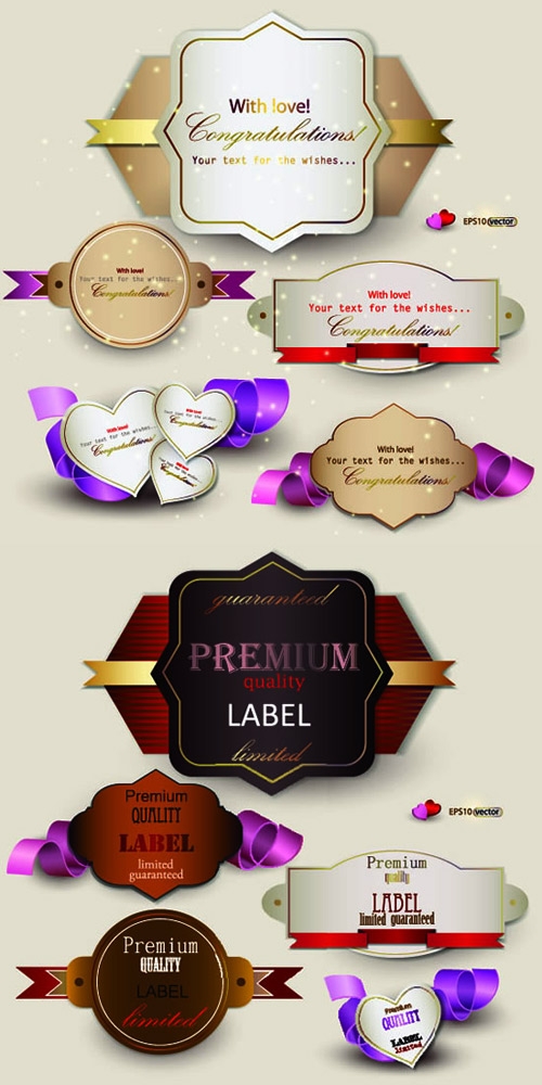 Elegantly decorated ribbon label
