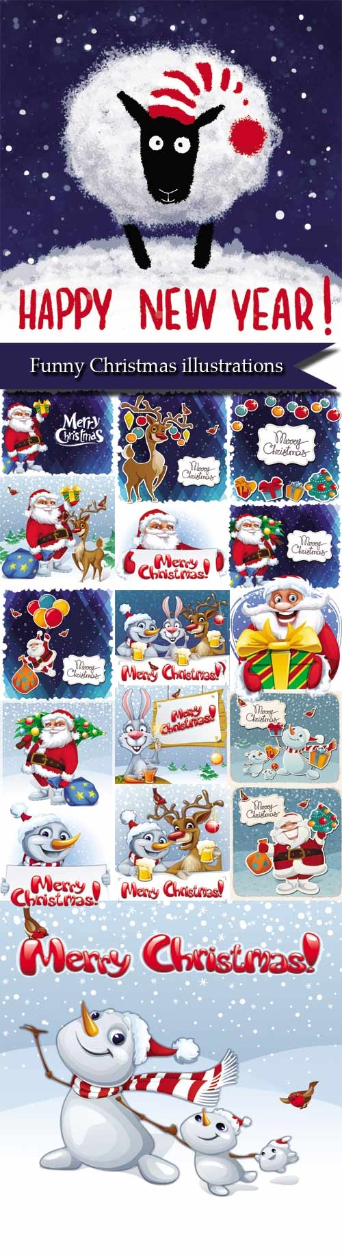 Funny Christmas illustrations