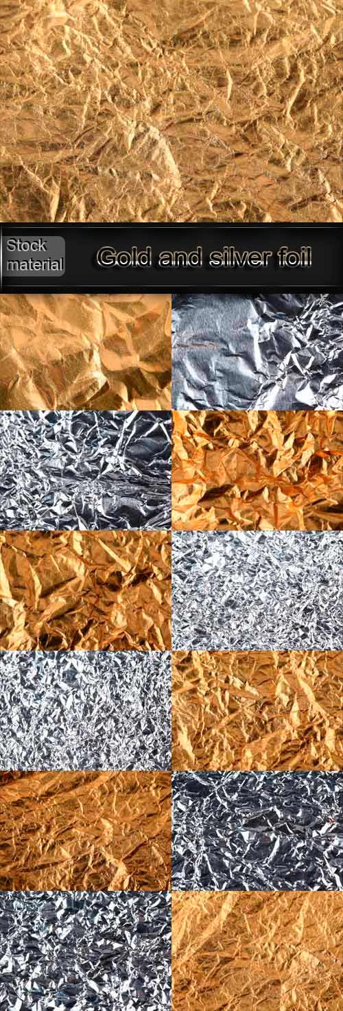 Текстуры золотой и серебряной фольги
