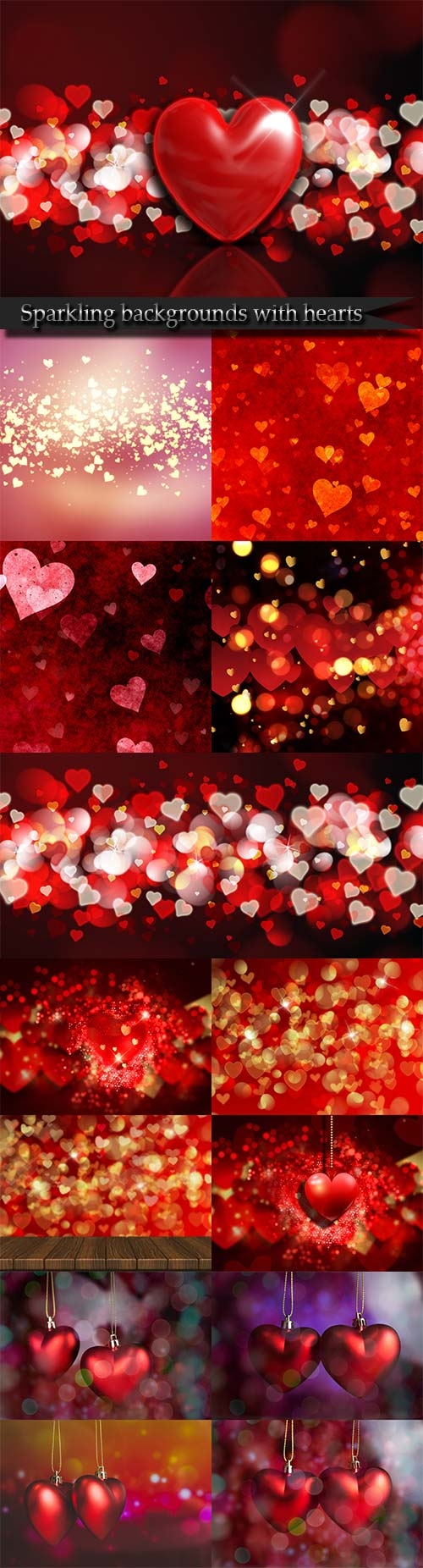 Sparkling backgrounds with hearts